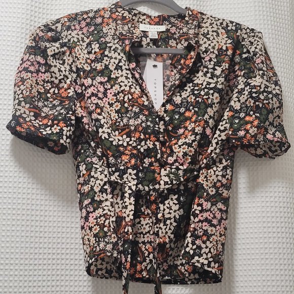 TOPSHOP floral, short sleeve blouse - Picture 2 of 6